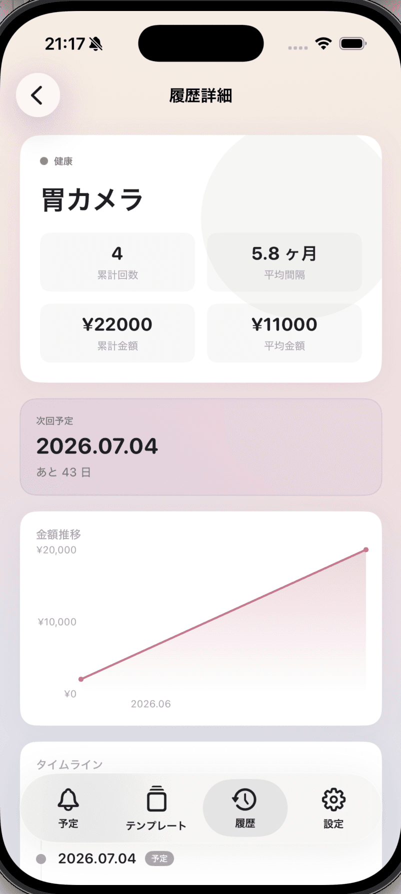 Pushlyの履歴画面